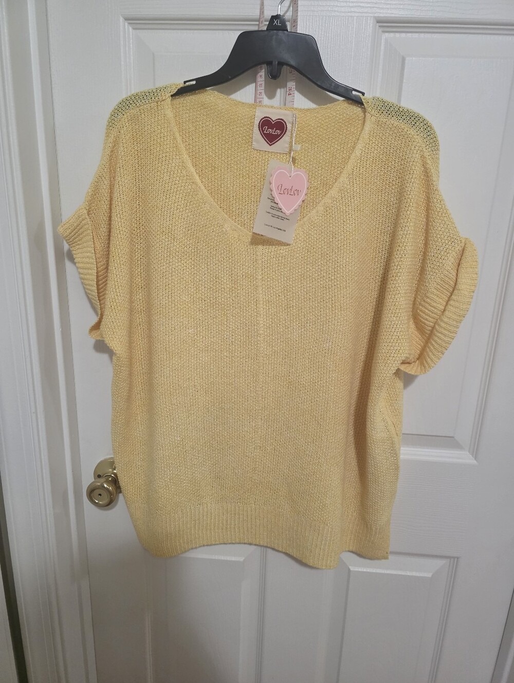 LovLov Yellow Domain Sleeve Yellow Sweater Size XL